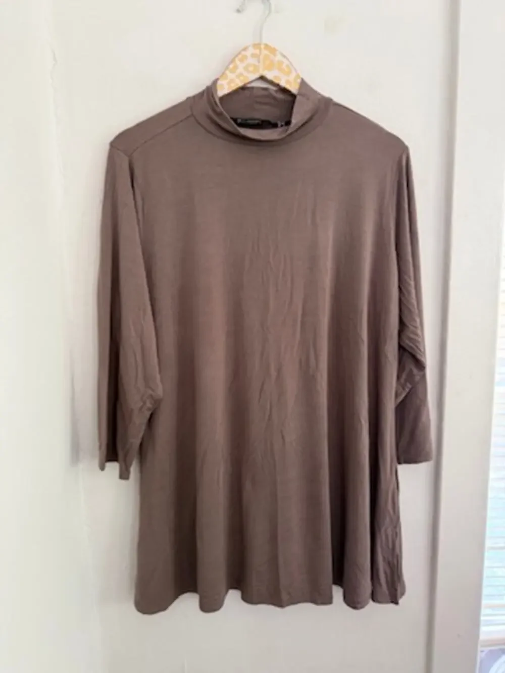 H by Halston Women's Tan Funnel Neck Tunic Top | Size 1X